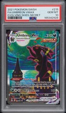 2021 POKEMON Sword & Shield Umbreon VMAX FA #215 Evolving Skies Secret PSA 10 picture