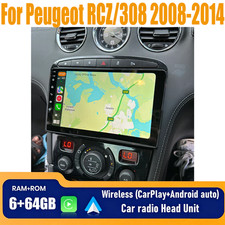 9'' Wireless Carplay Android Auto Radio Stereo Kit For Peugeot RCZ/308 2008-2014 picture