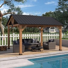 EAGLE PEAK 11x13 Hardtop Gazebo Outdoor Cedar Wood Frame Pavilion picture