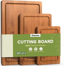 Cutting Board Bamboo for Kitchen Crack Resistant Wood Chopping Boards Set 3Piece picture