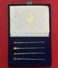 Fabergé Imperial Egg Cocktail Stirrers Set of 4 w/ Original Box Rare picture