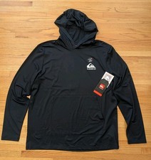 Quicksilver Surfboard Hooded Sun Shirt UPF 50+ LS Quick Dry XL Black New NWT $70 picture