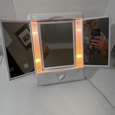 VTG Conair Lighted Makeup Mirror Model TM8LX Adjustable light & Stand Dual Sided picture