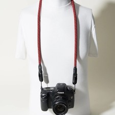 Handmade Red Black Cross-Hatch Camera Rope Neck Strap 38