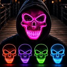 Light Up Skeleton Mask - Halloween Party Costume Dance Rave LED Mask with 3 Mode picture