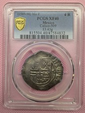 (1589-98) Mexico PCGS XF40 4 Reales Cob TOP POP 1/0  Only Straight Grade at PCGS picture