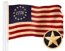 Heavy Duty Flag, 3x5 ft, Embroidered Betsy Ross 1776 Tea-Stained G128 picture