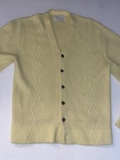 Truval Sportswear Vintage Cardigan Yellow Size Small Mens Rare picture