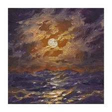 ORIGINAL OIL PAINTING SEASCAPE ART MOON NIGHT UNIQUE GALLERY OCEAN WAVE STORM picture