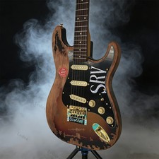 no logo Vintage Aged SRV Electric Guitar Rounded fret Edge stainless Fret brown picture