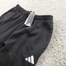 NEW Adidas Pants Mens M Black Track Drawstring Sweatpants Jogger Gym Workout Run picture