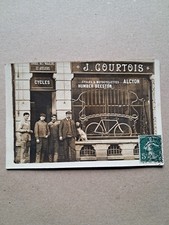 CHARTRES photo card fronture cycles J. COURTOIS Alcyon Humber motorcycle 1910 postcard picture
