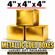 Metallic Gold Designer Boxes 4x4x4 Premium Gift Packaging for Small Business picture