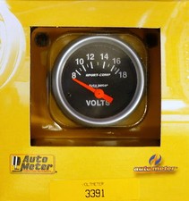 Auto Meter 3391 Sport Comp Voltmeter Volt Meter Gauge  2 1/16 8 - 18 Volts picture