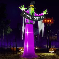 13FT Halloween Outdoor Inflatables, Large Scary Blow up Witch Yard Decor picture