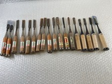 18pc Japanese Chisel Nomi Set Signed Tataki Oire Woodworking Tools Vintage DIY picture