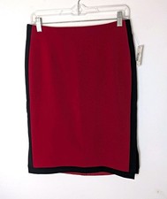Worthington Women’s Colorblock Pencil Skirt Red Black Lined Knee Length Sz 6 picture