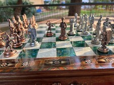 Vip Chessbox w Handmade Green Chessboard - Inlaid Chess Set - Pearl Chessboard picture