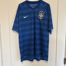 Nike Brazil CBF Away Jersey 2014 World Cup Blue Soccer Sz XL picture