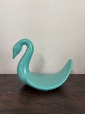 1950s Vintage Teal Ceramic Swan Towel Holder picture