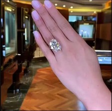 5CT Oval Cut Lab-Created Diamond Solitaire Engagement Ring 14K White Gold Plated picture