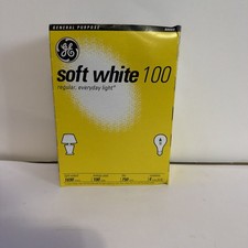 GE 100 Watt Soft White Light Bulbs A19, Pack of 4 NEW Vtg Non Led Incandescent  picture