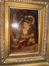 ANTIQUE 18TH TO 19TH CENTURY OIL PAINTING ON TIN METAL PORTRAIT OLD MASTER ART picture