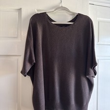 Quince Lightweight Cotton Cashmere Link-Stitch Dolman Sweater Mocha Brown XL picture