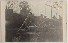 ​​​​​​Antique RPPC Civil Engineering Bridge Construction Workers Derrick Crane picture