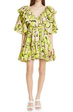 Aje Pelicano Ruffle Minidress in Horizon Citrus Floral, Size 6 Us picture