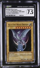 2008 Yu-Gi-Oh Blue-Eyes White Dragon YAP1-EN001 Ultra Rare CGC 7.5 Anniversary picture