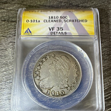 1810 Capped Bust Half Dollar 50C O-101a ANACS VF35 Details Cleaned Scratched picture