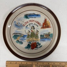 Vintage Aloha From Hawaii Souvenir Plate Monterrey Stoneware MI Japan 10.5 Inch picture