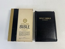 VTG Collins World Holy Bible 1957 Zippered Bible Vivid Red Letter Illustrated picture