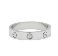 CARTIER DIAMOND LOVE MINI RING 18K WHITE GOLD Size 58 picture