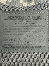 Improved Outer Tactical Vest Yoke Collar Back Assembly Snaps Multicam OCP picture
