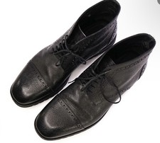 $1,290 TOM FORD BLACK GRAINED BOOTS LEATHER HIGH TOP Size 11US picture