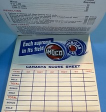 1950s Amoco Canasta Score Pad ~ Gas Pump Globes ~ American Oil Co picture