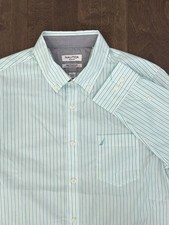 NWT Nautica Flex Mens Slim Fit Blue Stripe Button Down Shirt Size L Stretch Logo picture