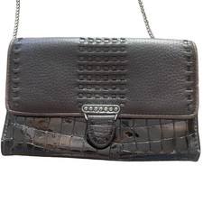 Brighton Vintage Y2k Crocodile Embossed Leather Clutch Wallet W Chain picture