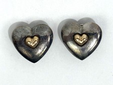 Joseph Esposito ESPO SIG 925 Sterling Silver 14K Heart Clip-On Earrings picture
