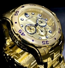 Invicta Men Pro Diver Scuba Chronograph Champagne Dial 18K Gold Plated Watch picture