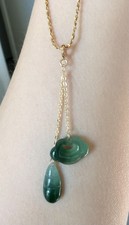Natural Burmese Jadeite Jade High Ice Green Ruyi Cloud & Fortune Bean Pendant picture
