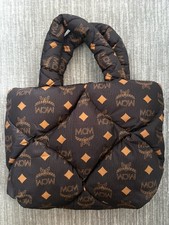 MCM Black LOGO Monogram Maxi Munchen QUILTED Nylon PUFFER TOTE BAG  picture