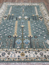 TURKISH OUSHAK RUG, MODERN MULTICOLOURED AREA RUG- 6x9 FT, HANDMADE BOHEMIAN RUG picture