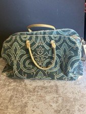 Handcrafted Victorian Damask Velvet Carpet Bag 21” Overnight Weekender Duffel picture