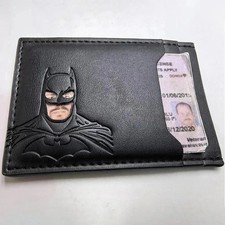 Personalized Leather Bat Wallet Superhero Mask Card Holder ID Wallet Gift picture