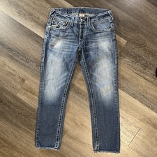 VTG True Religion Ricky Jeans 32 Flap Pockets Blue Medium Wash 100% cotton Y2K picture