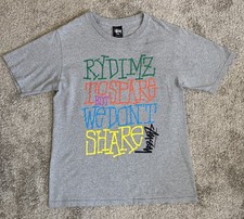 Vintage Stussy T Shirt Size Men's Small Skater Streetwear Tee Gray/Multicolor picture