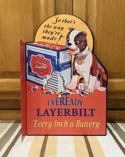 Eveready Battery Flange Sign Layerbilt Dog 2 Sided Vintage Style Wall Decor picture